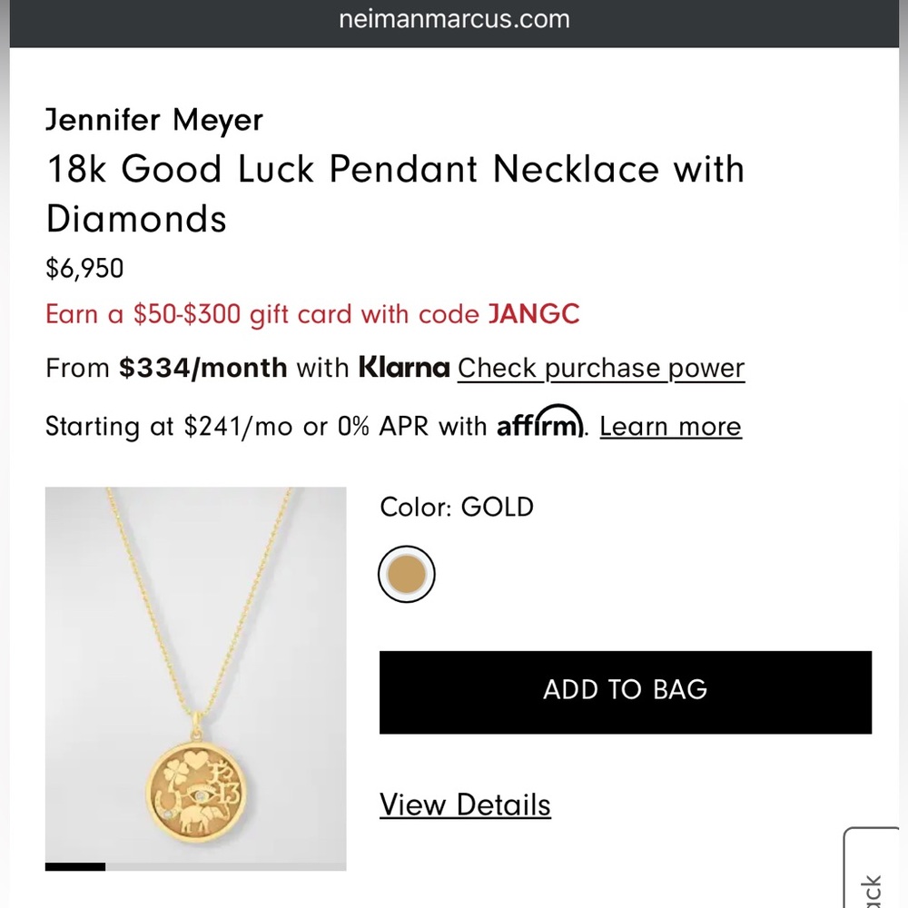 GOOD LUCK NECKLACE by Jennifer Meyer 18k